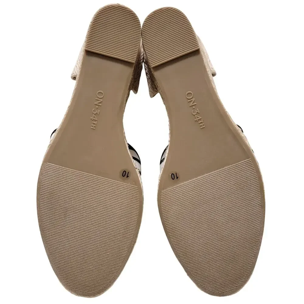 On 34th Melindaa Ankle Wrap Espadrille Wedge Sandals Size US 10M White Navy